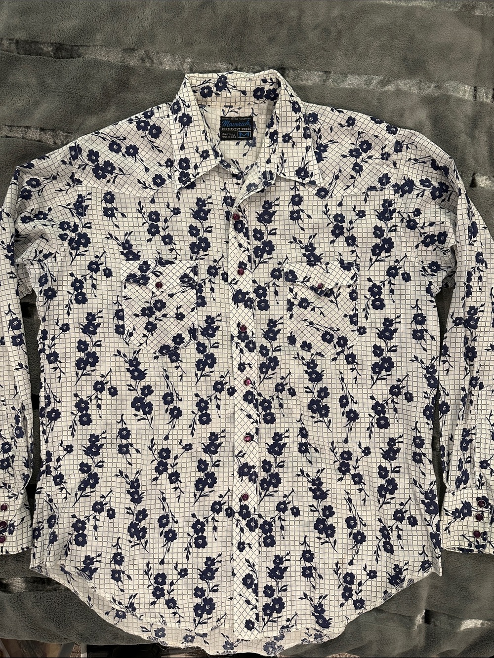 Vintage Maverick Floral Print Long-Sleeve Western Shirt w/ Pearl Snaps 🆒